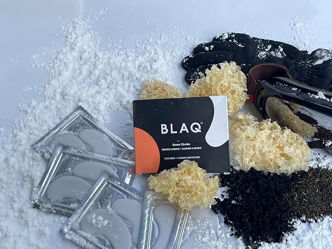 BLAQ Snow Circles Premium Under Eye Hydrating Patches for Dry Skin, Dark Circles and Puffiness. Snow Mushroom, Green Tea, Marine Algae, Vegan and Cruelty-Free, 30-Pack