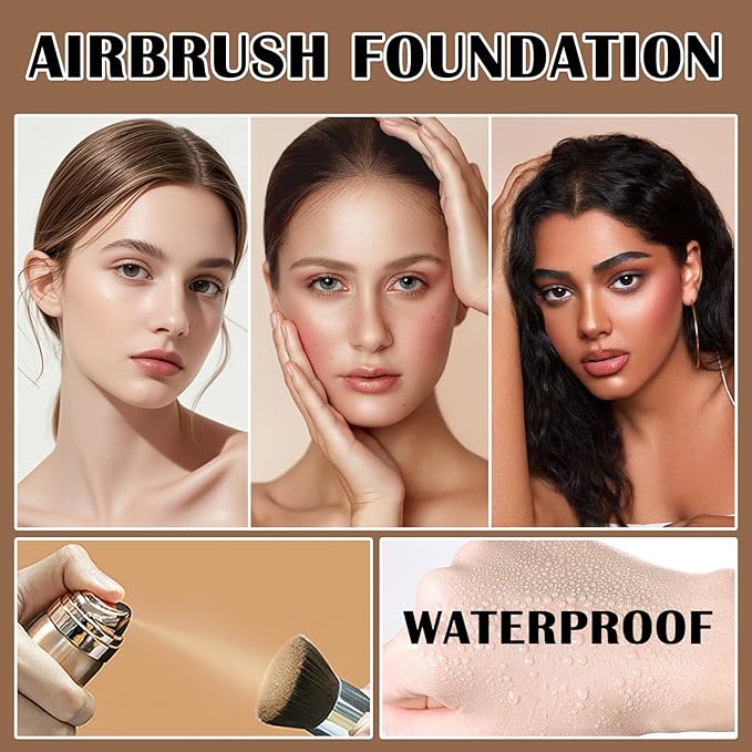 Airbrush Foundation Makeup Spray, Mini Travel Makeup,Silk Airbrush Flawless Setting Spray,Long-lasting&Waterproof Foundation for Smooth Radiant Creamy Skin,Breathable Anti-aging(01# Natural)