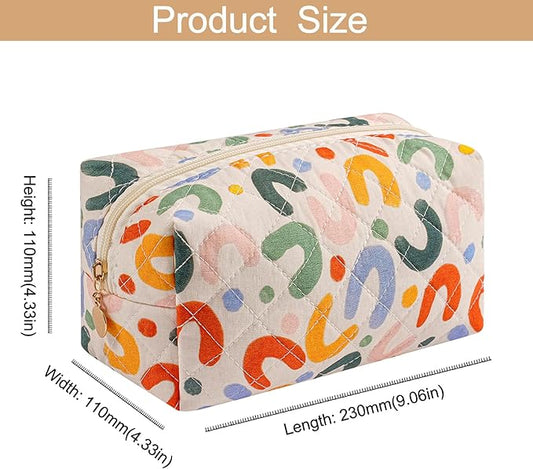 Makeup Bag Travel Cosmetic Bag for Women Girls, Zipper Make Up Pouch, Floral Flowers Toiletry Organizer Makeup, Portable Storage Bag, Cosmetic Travel Cloth Bag (2 Pack (L+S)/UU Colourful)