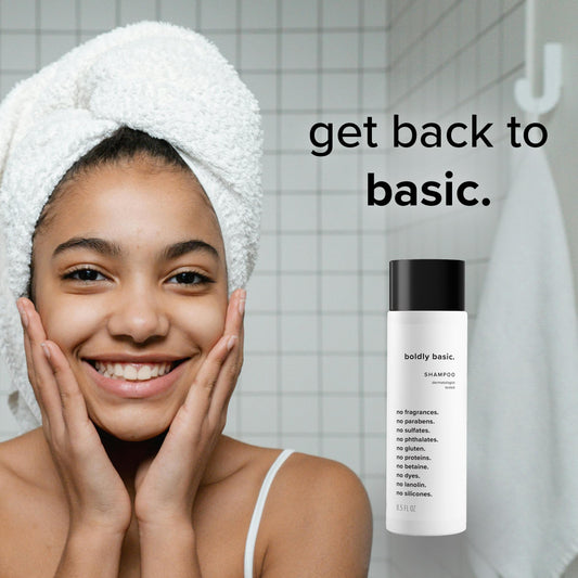 Boldly Basic Fragrance Free Shampoo - Gentle on Sensitive Skin and Hair - Unscented - Dermatologist Tested - No Sulfates, Parabens or Gluten - Non Comedogenic and Hypoallergenic