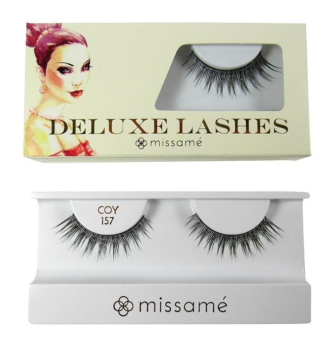 Missamé COY Deluxe Professional False Eyelashes Set Handmade with Premium Synthetic Fibers, Black, 1 Pair