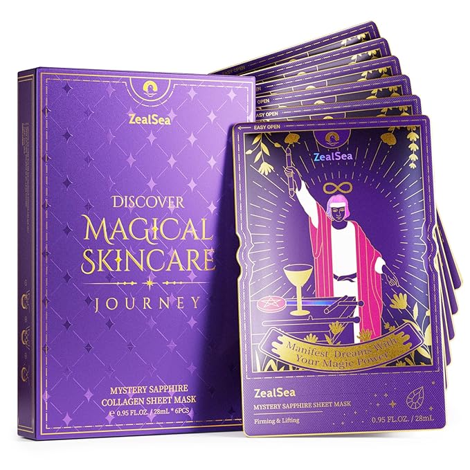ZealSea Collagen Face Masks Skincare, Triple Collagen Mascarillas para la cara for Women, Anti-aging Facial Mask Kit for girls' weekend gift, Biodegradable Bamboo Sheet, Lifting & Nourishing Spa Set