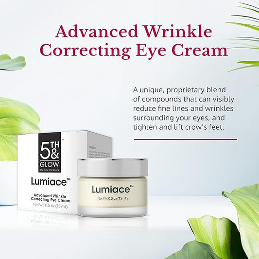 5th & Glow Lumiace Eye Wrinkle Cream for Women, Eye Firming Cream for Sagging Skin and Crows Feet, Under Eye Cream for Puffiness and Bags, Reduces the Appearance of Fine Lines and Wrinkles, 0.5 oz