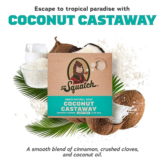 Dr. Squatch Natural Bar Soap for Men Variety Gift Set - Cold Process No Harsh Chemicals - Coconut Castaway, Wood Barrel Bourbon, Fresh Falls, Birchwood Breeze, Cool Fresh Aloe & more (5 oz, 10-Pack)