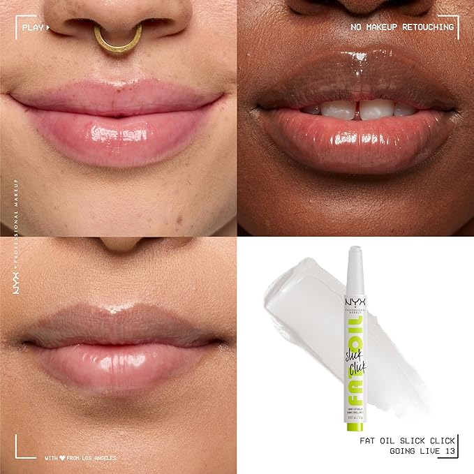 NYX PROFESSIONAL MAKEUP Fat Oil Slick Click, Lightweight, Buildable Pigmented Vegan Lip Balm - Going Live