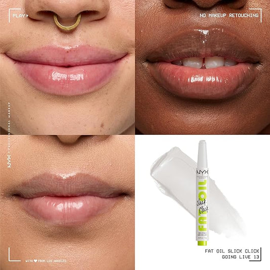 NYX PROFESSIONAL MAKEUP Fat Oil Slick Click, Lightweight, Buildable Pigmented Vegan Lip Balm - Going Live