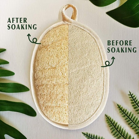 Natural Loofah Sponge Exfoliating Body Scrubber and Soft and Easy Foaming Face Exfoliating Loofah Pad Scrubber