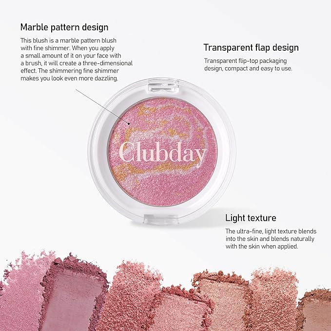 Classic Color Marbleized Blush Highlighting Face Power Blush Gifts for Women Long Lasting Glowing, Smooth, Blendable Fit For All Skin Tones,0.12 Oz-01
