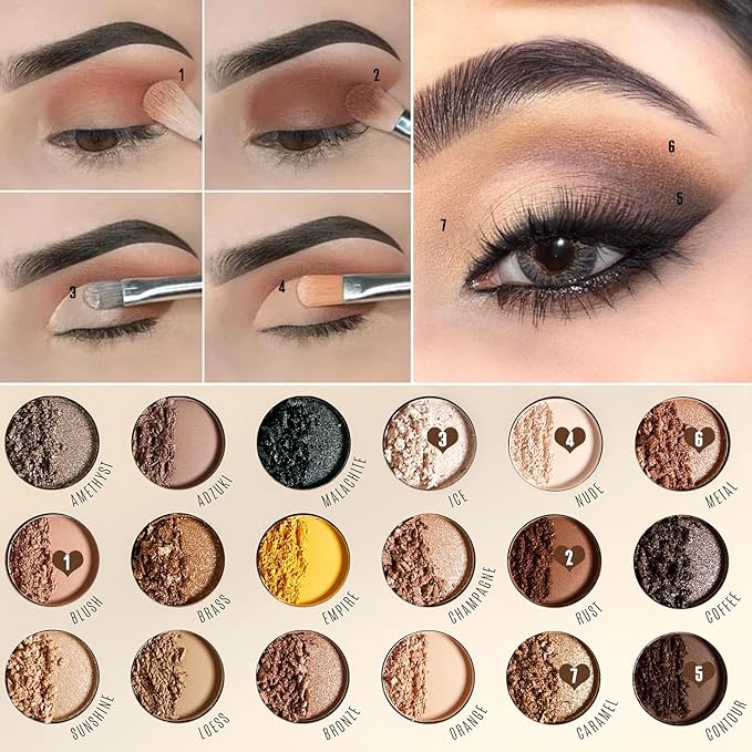 Nude Naked Eyeshadow Makeup Palette 18 Shade - Natural Brown Soft Makeup Looking,High Pigment Matte Shimmer Eyeshadows Pallet,Waterproof & Blendable & Long Lasting Eyeshadow,Elegant Eyes Makeup