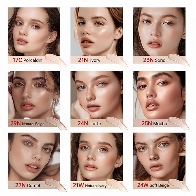 MAEPEOR Cushion Foundation 9 Colors Full Coverage Weightless Satin Glow Foundation Hydrating Long-Lasting Cushion BB Cream (Color 06)