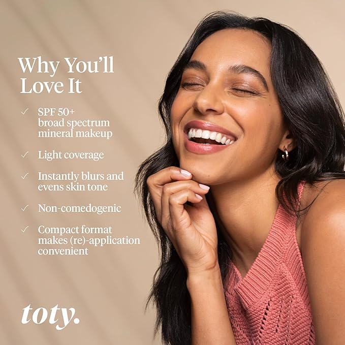 Toty by Sofia Vergara - Ilumina CC Creamy Compact SPF 50+ Refill - Mineral Sunscreen for Face - Cream Foundation Balm - Blurring, Matte Light Coverage - Water Resistant - All Skin Types - 4C
