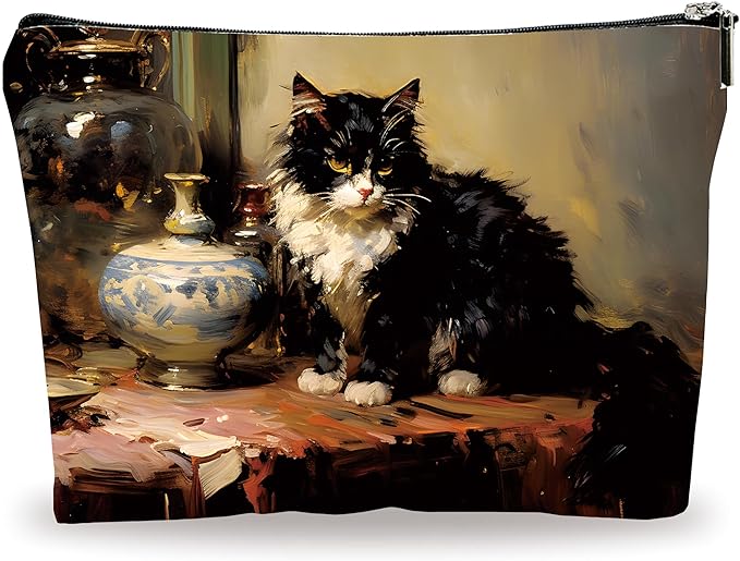 Art Theme Makeup Bag - Sloppy Cats On The Desk - Drawing Printing Cosmetic Bag, Toiletry Bag Gift For Girls, Teen, Personal Care & Accessories - A09