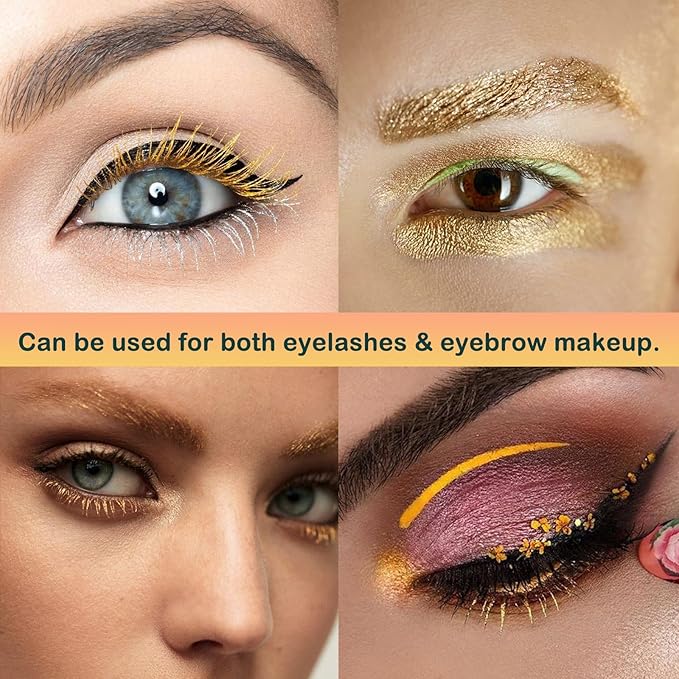 Maydear Gold Mascara for Eyelashes, Waterproof Colored Mascara Long Lasting Smudgeproof Color Mascara for Women Fast Dry Lengthening Eye Makeup Party Stage Use