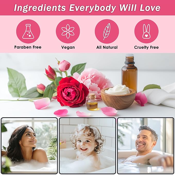 Bath Spa Gift Sets - Luxury Basket With Rose Oil & Peony - Spa Kit Includes Wash, Bubble Bath, Lotion, Bath Salts, Body Scrub, Body Spray, Shower Puff, Bathbombs, Soap and Towel