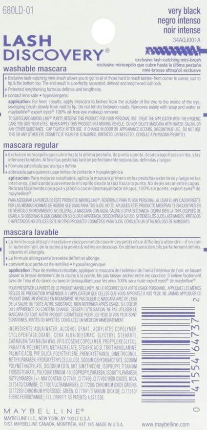 Maybelline New York Lash Discovery Mini-Brush Washable Mascara, Very Black, 0.16 fl. oz.