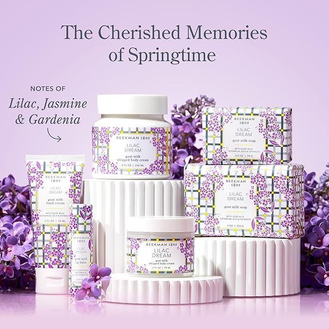 Beekman 1802 Wake up and Smell the Lilacs Bodycare Gift Set - Set of 3 - Scented - Cleanses, Moisturizes & Hydrates - With Lactic Acid & Shea Butter - Good for Sensitive Skin - Cruelty Free