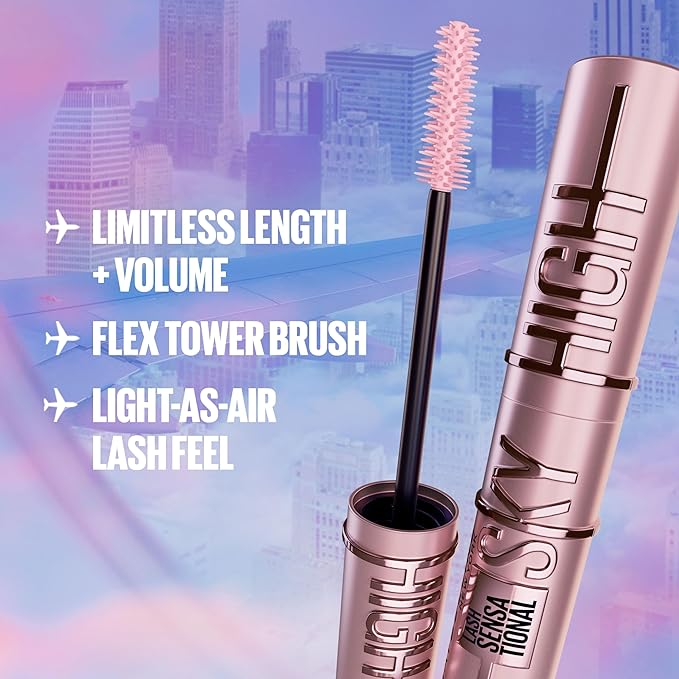 Maybelline Lash Sensational Sky High Washable Mascara Makeup, Volumizing, Lengthening, Defining, Curling, Multiplying, Buildable Formula, True Brown, 1 Count