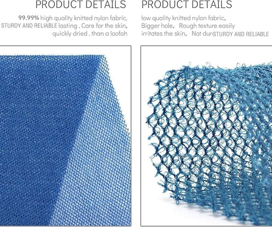 3 Pieces African Bath Sponge African Net Long Net Bath Sponge Exfoliating Shower Body Scrubber Back Scrubber Skin Smoother,Great for Daily Use (Blue)