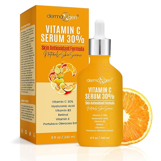 30% Vitamin C Serum (8 Fl Oz) Pure Organic Anti- Wrinkle + Hyaluronic Acid + Retinol + Vitamin E + Vitamin B, Facial Serum For Anti-aging, Wrinkles, And Fine Lines.
