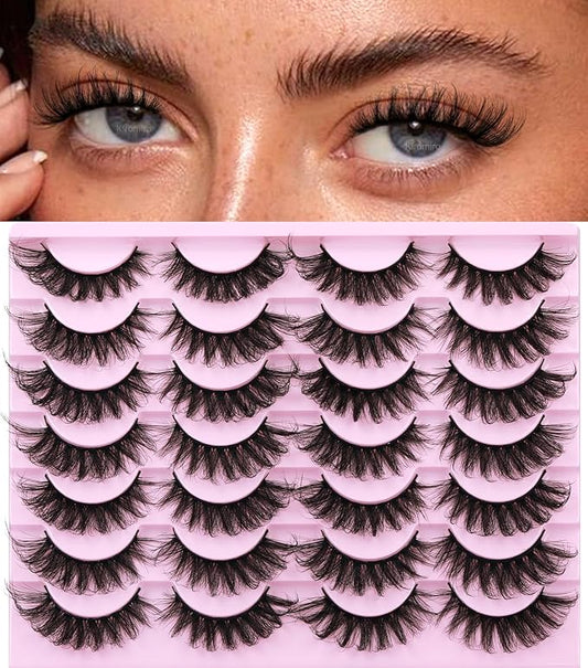 Mink Lashes Volume Russian Mink Lashes Extension 17mm Wispy False Eyelashes 6D D-Curl Russian Strip Lashes Pack by Kiromiro