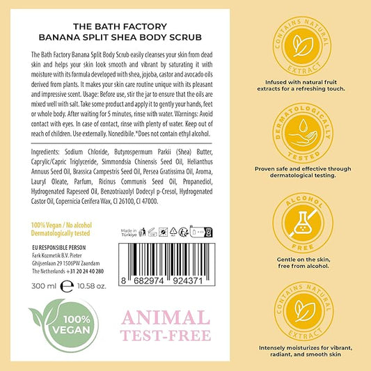 Body Scrub for Exfoliating with Moisturizing Shea Butter | 100% Vegan | Natural Banana Extract | Perfect Exfoliator for All Body Parts such as Face, Foot, Hand