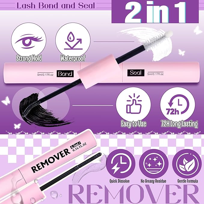 Mavphnee Lash Clusters Kit Feathery Eyelash Extensions Kit LC-Curly Natural Cluster Lashes Kit Wispy Individual Lash Extensions Kit with Waterproof Lash Bond and Seal and Remover and Tweezers