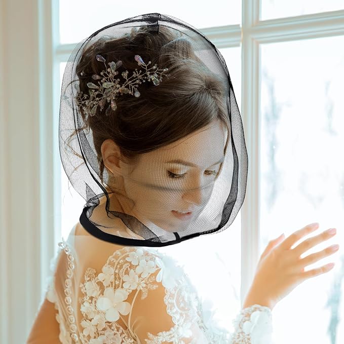 Loopeer 6 Pcs Makeup Protector Hood Washable Light Airy Nylon Chiffon Makeup Hood Zipper Closure Reusable Make up Face Cover for Women Girls Beauty Weddings (Black)