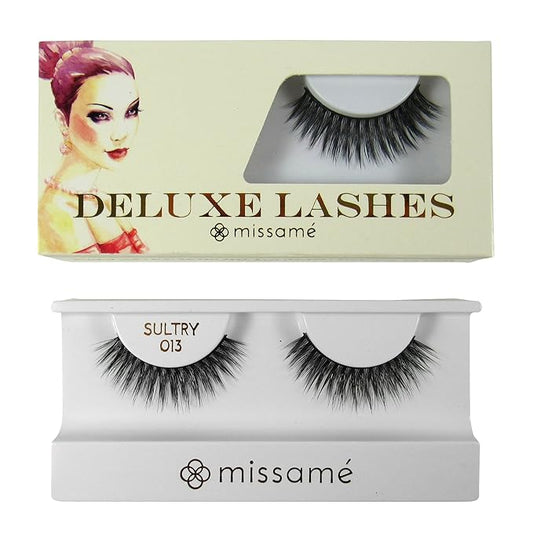 Missamé SULTRY Deluxe Beauty False Eyelashes Set Handmade with Premium Synthetic Fibers, Black, 1 Pair
