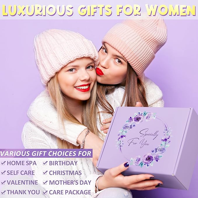 Birthday Gifts for Women Friendship, Lavender Relaxing Spa Gifts Basket for Women Self Care Gifts, Thank You Gifts Bath Set Christmas Gifts for Mom Her Best Friend Wife Sister Coworker Nurse Teacher