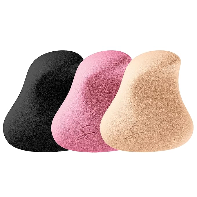 Complexion Pro Beauty Blender Sponge, 3 Mixed Colors Set - Ergonomic Makeup and Beauty Blender, Essential Blending, Multipurpose Makeup Kit Facial Sponge