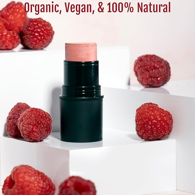 Organic Tint Tube, 100% Natural Vegan Gluten-Free Cream Blush Multi-Stick, Made in USA, Rose