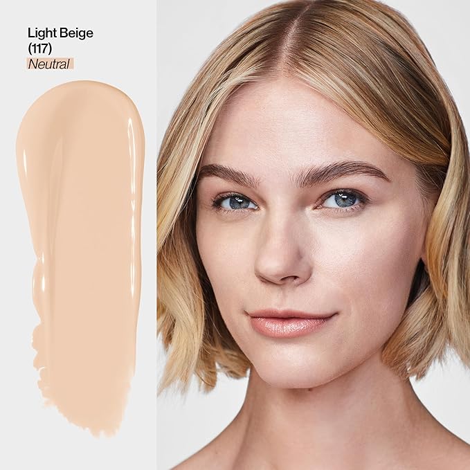 Revlon Illuminance Tinted Serum, Triple Hyaluronic Acid, Evens Out Skin Tone Over Time and Hydrates All Day, SPF 15, 117 Light Beige, 0.94 fl oz.