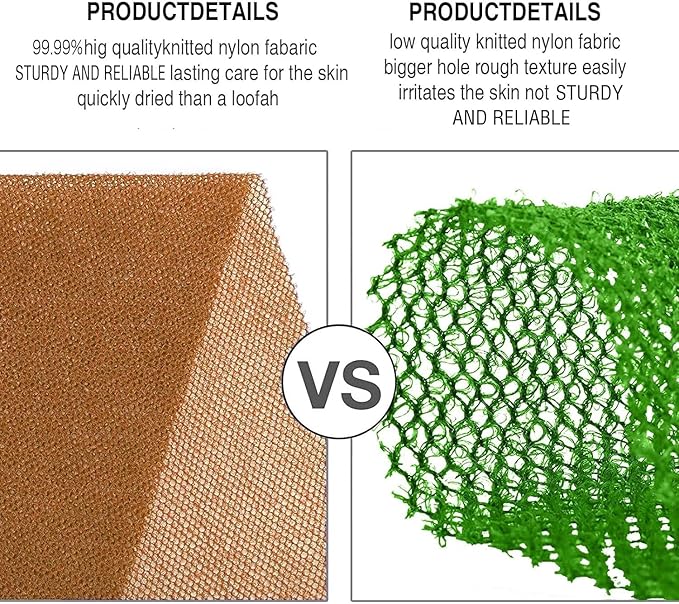 3 Pieces African Bath Sponge African Net Long Net Bath Sponge Exfoliating Shower Body Scrubber Back Scrubber Skin Smoother,Great for Daily Use (Brown, Blue, Purple)