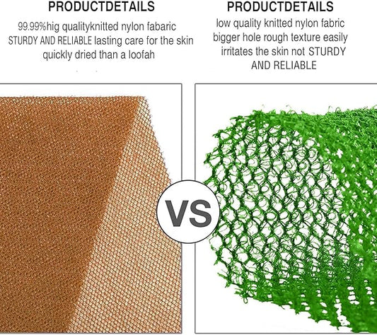 3 Pieces African Bath Sponge African Net Long Net Bath Sponge Exfoliating Shower Body Scrubber Back Scrubber Skin Smoother,Great for Daily Use (Brown, Blue, Purple)