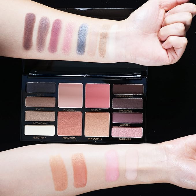 2Pcs Makeup 8-Earth-Color Eyeshadow Palette Velvet Matte and Fine Pearls Combined with 1 Color Powder 2 Blush 1 Micro Coffee Face Highlighter Powder a Combination of Cold and Warm Colors