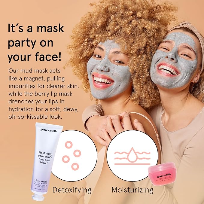 grace & stella Award Winning Skin Care Set - Stocking Stuffers for Girls, Birthday Gifts for Her, Travel Size Toiletries with Eye Masks, Hyaluronic Acid Serum, Lip Balm & More, Gift Baskets for Women