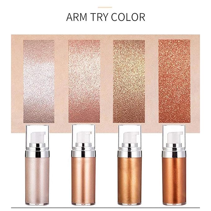 Body Face Luminizer Highlighter Cream Spray Liquid Bronzer Illuminator Glow Glistening Makeup Foundation (#4 Golden Brown)