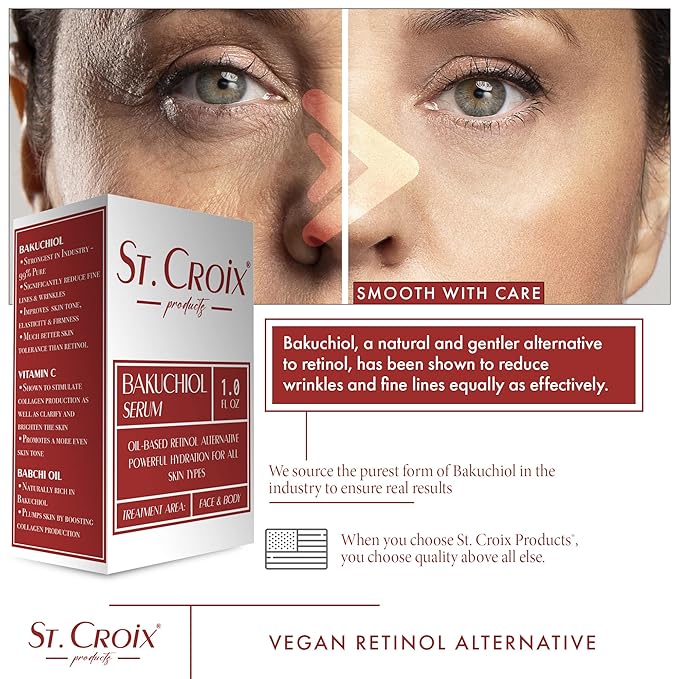 Bakuchiol Face & Body Serum – Vitamin C & E Infused, Odorless, Hydrating Anti-Aging Oil – Gentle Retinol Alternative for Radiant, Youthful Skin - 1 oz