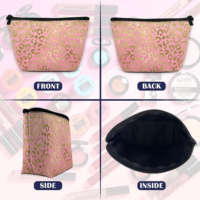 Makeup Bag for Purse, Mountain Sun Trees Landscape Cosmetic Bag for Women, Travel Toiletry Funny Zipper Pouch Gift 9.5×5.9 Inch