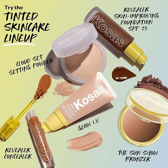Kosas Sun Show Glowy Warmth Baked Bronzer - Contouring Powder for Cheekbones, Nose & Jawline - Enriched with Concentrated Fatty Acids - Talc-Free, Vegan & Hypoallergenic - Waves