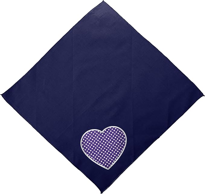 Mirage Pet Products Purple Swiss Dot Heart Screen Print Bandana for Pets, Small, Navy Blue