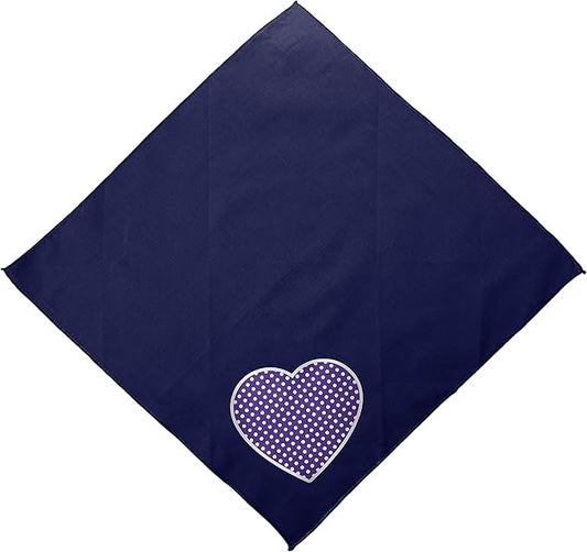 Mirage Pet Products Purple Swiss Dot Heart Screen Print Bandana for Pets, Small, Navy Blue