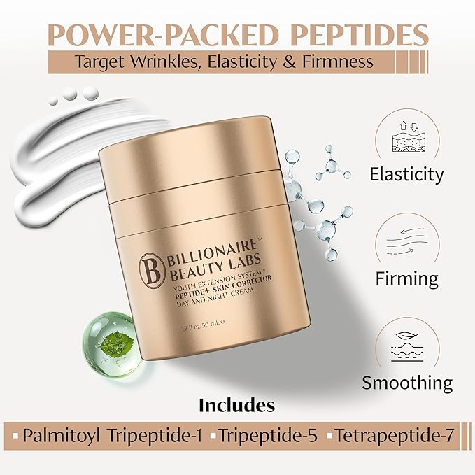 Peptide Collagen Promoting Cream with Hyaluronic Acid – Peptide Face Moisturizer, Hydrating, Non-Greasy, for Firming, Smoothing, Younger-Looking Skin, Fragrance-Free
