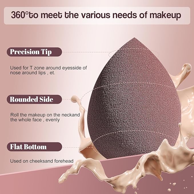Makeup Sponge Set BS-MALLTriangle Puff 14 Pcs for Liquid, Cream, and Powder, Multi-colored Makeup Sponges and Mini Makeup Sponge (D-Coffee)