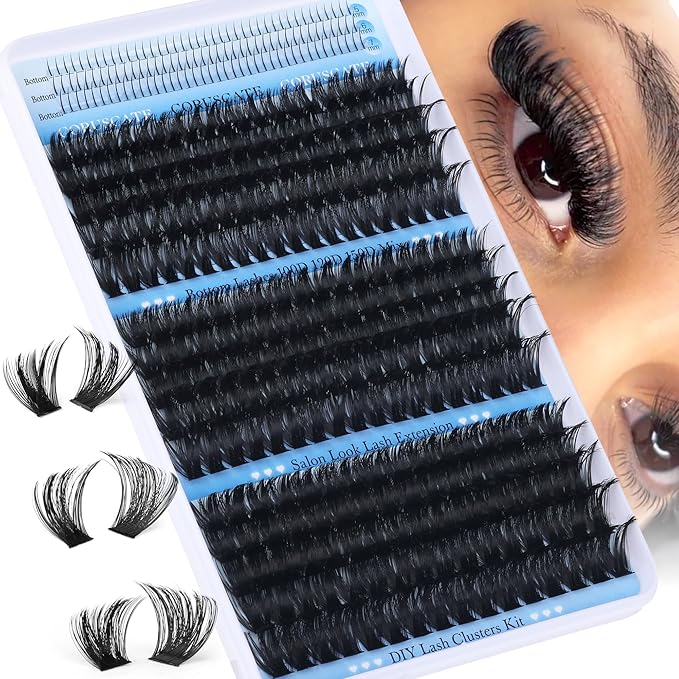 Lash Clusters 100D120D150D with Bottom Lash, Cluster Eyelash Extensions Long 12-20mm DIY Cluster Lashes Thick Eyelash Clusters Volume Individual Lashes Extension 390pcs Eyelashes Strip by CORUSCATE
