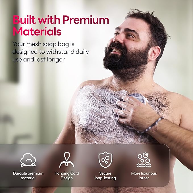 2 Pack Dual-Sided Softness Exfoliation Soap Pouch, Soap Saver Bag for Bar Soap, Soap Mesh Pocket Bar Holder for Washing Body, Soap Sack Sponge Bag for Shower Bath