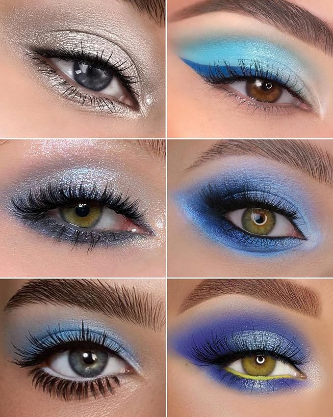 Blue Eyeshadow Matte Palette 8Color Long Lasting Teal Eyeshadow for Cool Tone Makeup, Shimmery Eye Looks, High Pigmented & Easy to Blend (Blue)