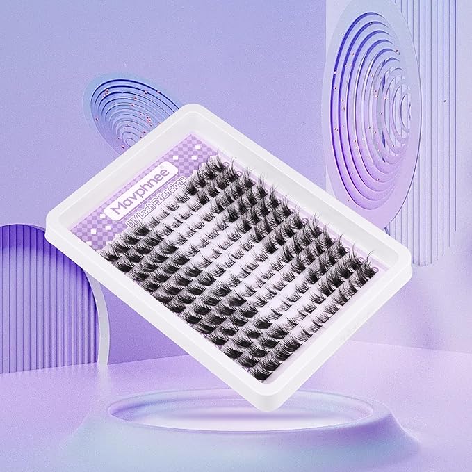 Mavphnee Lash Clusters Cat Eye Cluster Eyelash Extensions 144 Pcs Fox Eye Lashes Left & Right Individual Lashes Wispy DIY Lash Extension Natural Cluster Lashes Pack