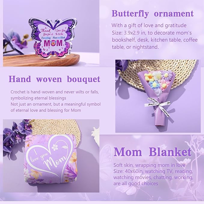 Luxury 10Pcs Mom Gifts Set Basket, Mothers Day Christmas Anniversary Birthday Gifts10Pcs Set for Mom, Mother Spa Skincare Set with Silk Eye Mask Blanket Tumbler, Ideal Gifts for Mother's Day