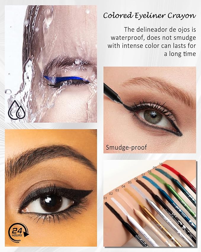 Black Gel Eyeliner Pencil, Sharpenable Eye Liner Waterproof Smudge proof Long Lasting, Matte Gel Cream Smooth Texture, Intense Color Waterline Eyeliner Pen Makeup with Sharpener, Delineador De Ojos-01